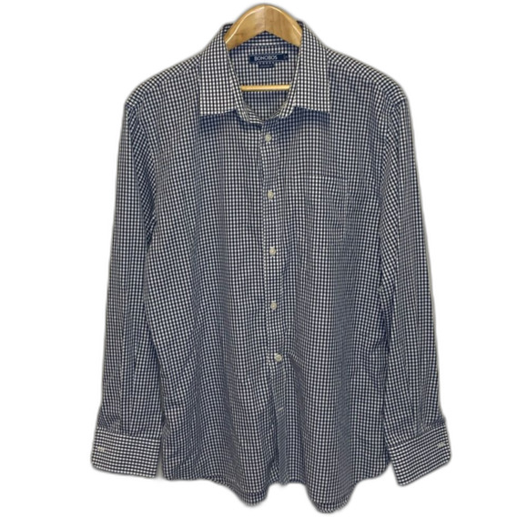 Bonobos Navy White Gingham Check Standard Fit Long Sleeve Button Shirt Size XL - Picture 2 of 11